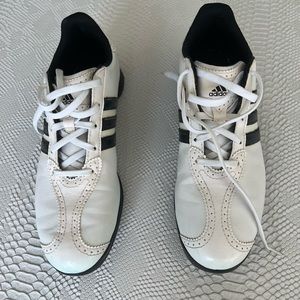Adidas golf shoes with plastic spikes.  Worn less than 10x.  7.5 Women’s